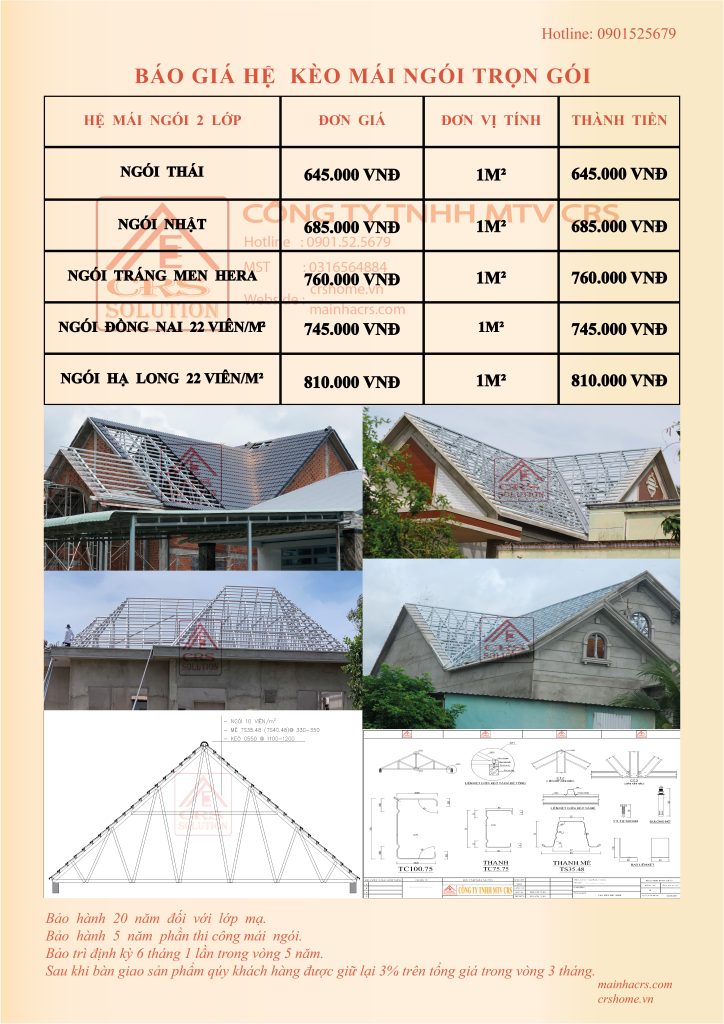 báo giá mái ngói 2 lớp